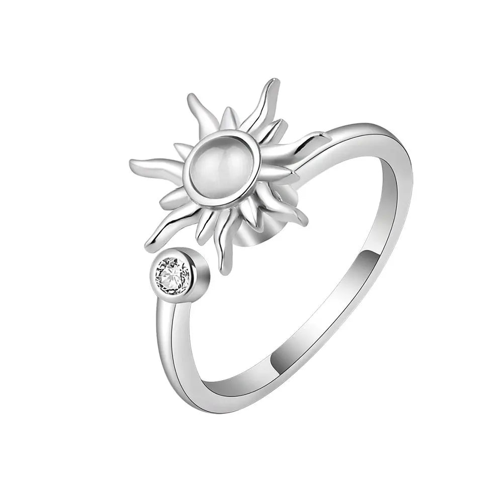 Anti Stress Angst Zappeln Ringe für Frauen Edelstahl Sonnenblume Sonne Stern Spinner Ring Weihnachten Schmuck Geschenke Dropshipping