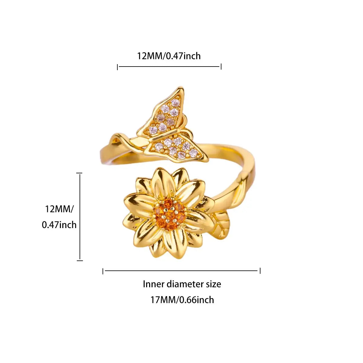 Anti Stress Angst Zappeln Ringe für Frauen Edelstahl Sonnenblume Sonne Stern Spinner Ring Weihnachten Schmuck Geschenke Dropshipping