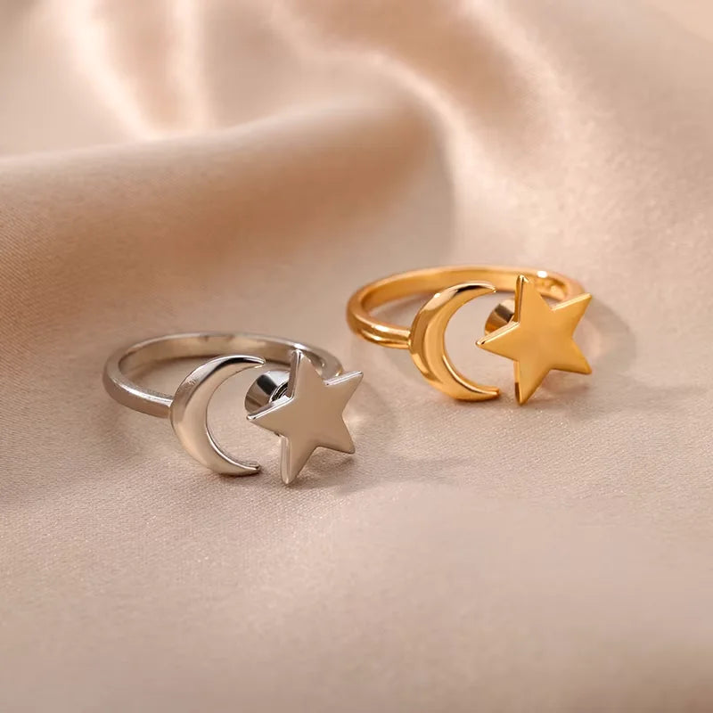 Anti Stress Angst Zappeln Ringe für Frauen Edelstahl Sonnenblume Sonne Stern Spinner Ring Weihnachten Schmuck Geschenke Dropshipping
