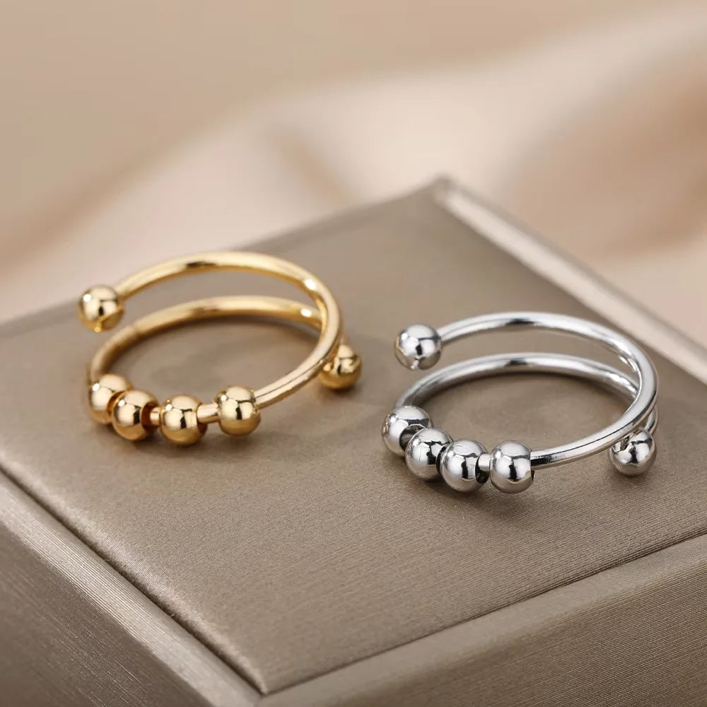 Anti Stress Angst Zappeln Ringe für Frauen Edelstahl Sonnenblume Sonne Stern Spinner Ring Weihnachten Schmuck Geschenke Dropshipping