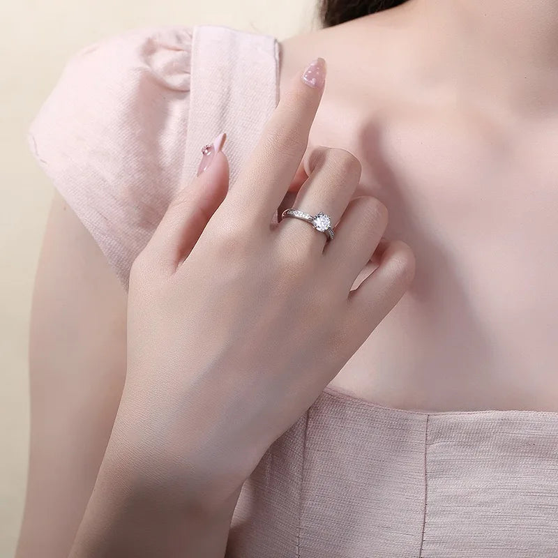 Luxuriöser verstellbarer Damen-Verlobungsring aus 925er-Sterlingsilber mit Zirkon, Hochzeit, Modeschmuck, Accessoires