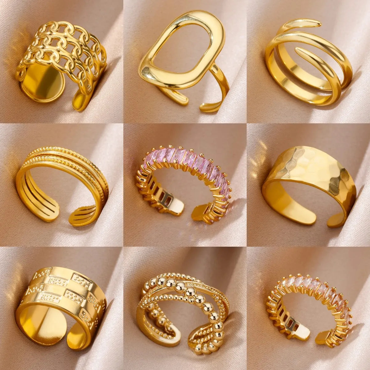 316L Edelstahl Ringe für Frauen Gold Farbe Nie Verblassen Luxus Klassische ringe hochzeit paar ringe Schmuck Kostenloser Versand