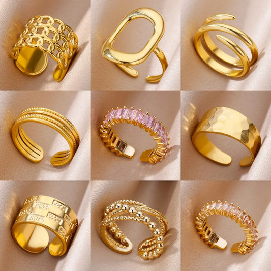 316L Edelstahl Ringe für Frauen Gold Farbe Nie Verblassen Luxus Klassische ringe hochzeit paar ringe Schmuck Kostenloser Versand