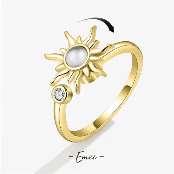Anti Stress Angst Zappeln Ringe für Frauen Edelstahl Sonnenblume Sonne Stern Spinner Ring Weihnachten Schmuck Geschenke Dropshipping