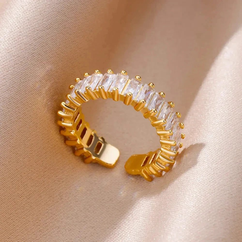 316L Edelstahl Ringe für Frauen Gold Farbe Nie Verblassen Luxus Klassische ringe hochzeit paar ringe Schmuck Kostenloser Versand