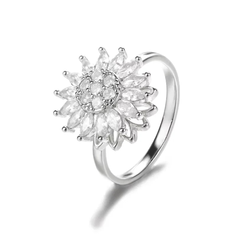 Anti Stress Angst Zappeln Ringe für Frauen Edelstahl Sonnenblume Sonne Stern Spinner Ring Weihnachten Schmuck Geschenke Dropshipping