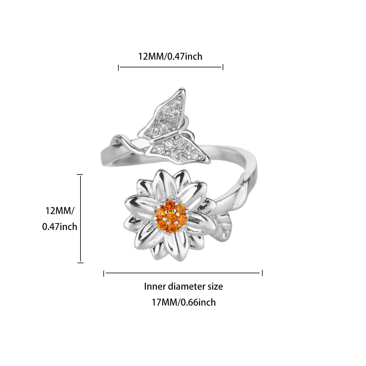 Anti Stress Angst Zappeln Ringe für Frauen Edelstahl Sonnenblume Sonne Stern Spinner Ring Weihnachten Schmuck Geschenke Dropshipping