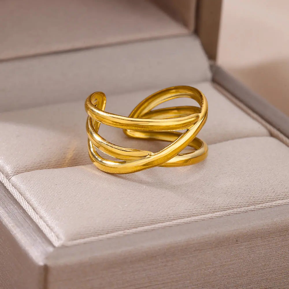 316L Edelstahl Ringe für Frauen Gold Farbe Nie Verblassen Luxus Klassische ringe hochzeit paar ringe Schmuck Kostenloser Versand