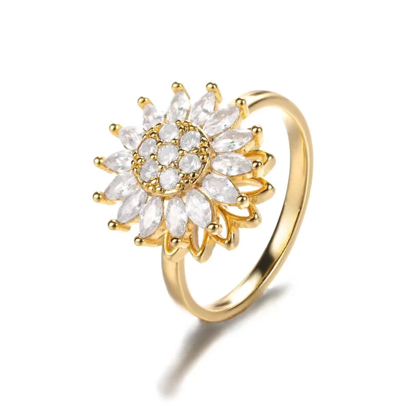 Anti Stress Angst Zappeln Ringe für Frauen Edelstahl Sonnenblume Sonne Stern Spinner Ring Weihnachten Schmuck Geschenke Dropshipping