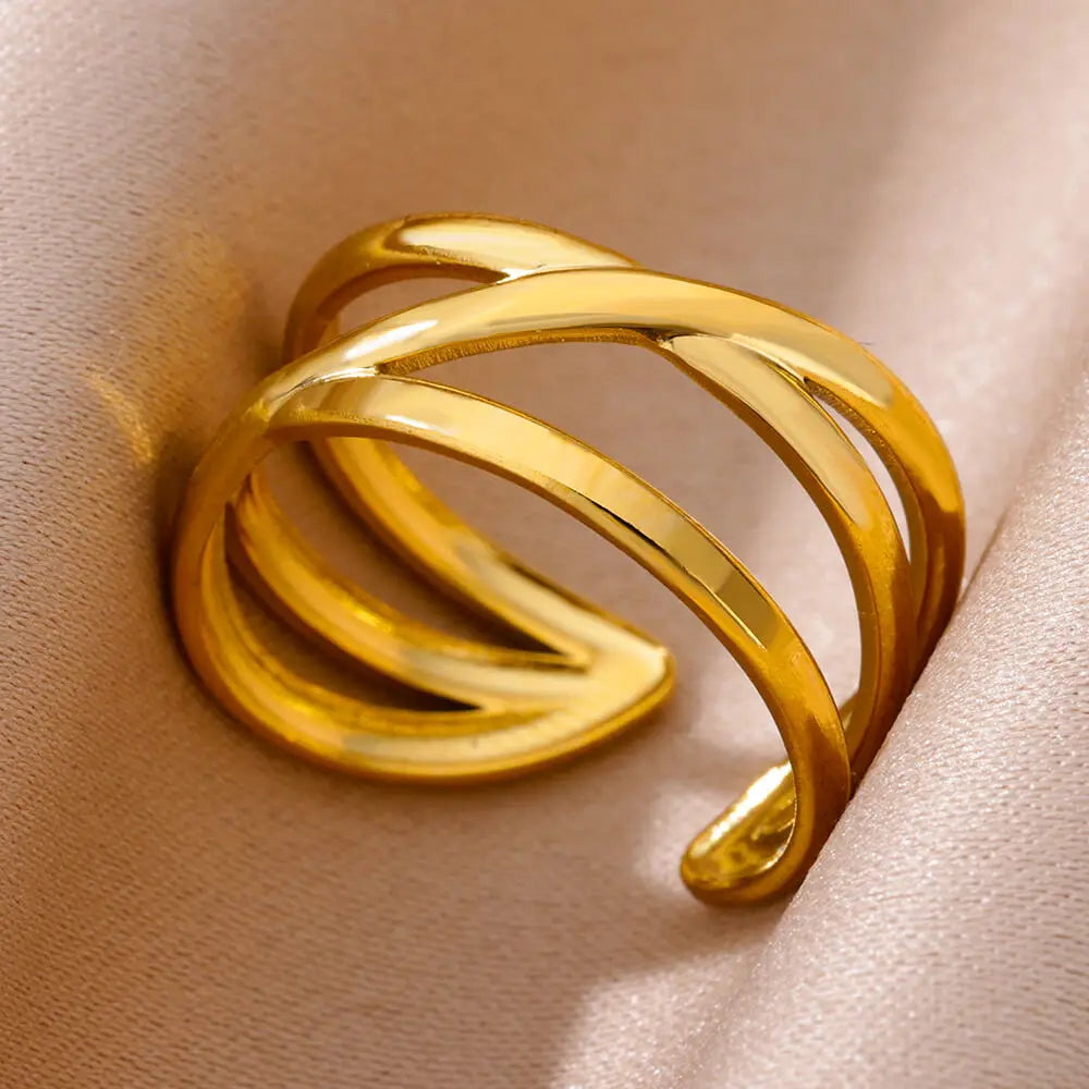 316L Edelstahl Ringe für Frauen Gold Farbe Nie Verblassen Luxus Klassische ringe hochzeit paar ringe Schmuck Kostenloser Versand